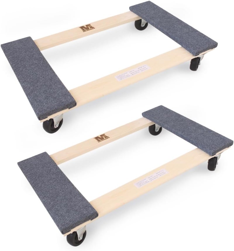 Maxworks 50857 1320 lbs. Capacity 18 in. x 30 in. Hardwood Furniture Moving Dolly KD Version, Two Pack - Image 1